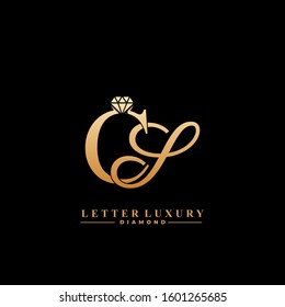 Initial Letter Luxury CS with diamond. Diamond Icon in Flat Style Logo.