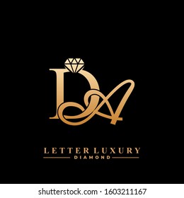 Initial Letter Luxury DA with diamond. Diamond Icon in Flat Style Logo.
