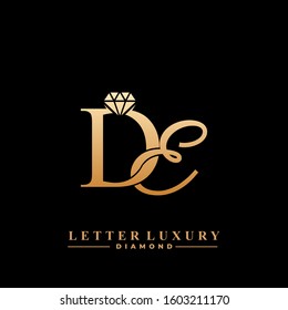 Initial Letter Luxury DE with diamond. Diamond Icon in Flat Style Logo.