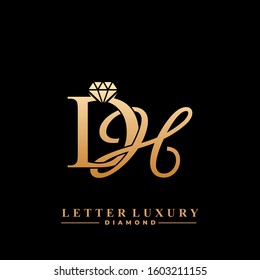 Initial Letter Luxury DH with diamond. Diamond Icon in Flat Style Logo.