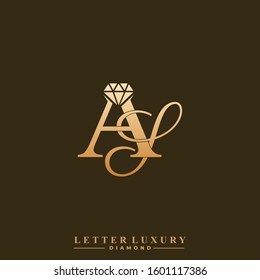 Initial Letter Luxury AS with diamond. Diamond Icon in Flat Style Logo.