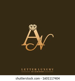 Initial Letter Luxury AN with diamond. Diamond Icon in Flat Style Logo.