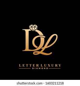Initial Letter Luxury DL with diamond. Diamond Icon in Flat Style Logo.