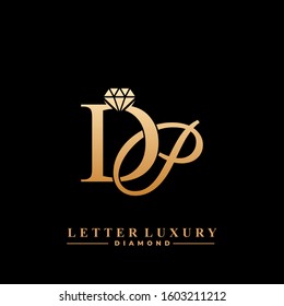 Initial Letter Luxury DP with diamond. Diamond Icon in Flat Style Logo.