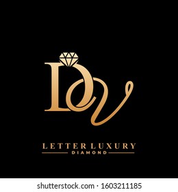 Initial Letter Luxury DV with diamond. Diamond Icon in Flat Style Logo.