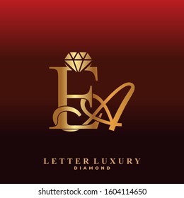 Initial Letter Luxury EA with diamond. Diamond Icon in Flat Style Logo.