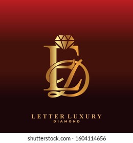 Initial Letter Luxury ED with diamond. Diamond Icon in Flat Style Logo.