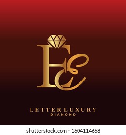 Initial Letter Luxury EE with diamond. Diamond Icon in Flat Style Logo.