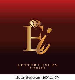 Initial Letter Luxury EI with diamond. Diamond Icon in Flat Style Logo.