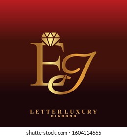 Initial Letter Luxury EJ with diamond. Diamond Icon in Flat Style Logo.