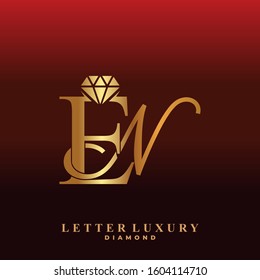 Initial Letter Luxury EN with diamond. Diamond Icon in Flat Style Logo.