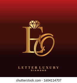 Initial Letter Luxury EO with diamond. Diamond Icon in Flat Style Logo.