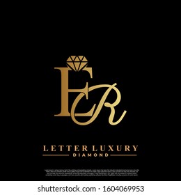 Initial Letter Luxury ER with diamond. Diamond Icon in Flat Style Logo.