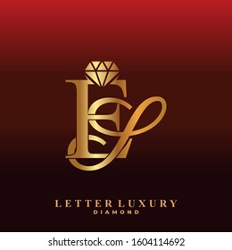 Initial Letter Luxury ES with diamond. Diamond Icon in Flat Style Logo.