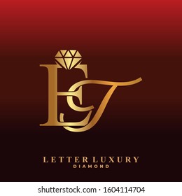 Initial Letter Luxury ET with diamond. Diamond Icon in Flat Style Logo.