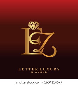 Initial Letter Luxury EZ with diamond. Diamond Icon in Flat Style Logo.