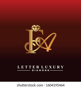 Initial Letter Luxury FA with diamond. Diamond Icon in Flat Style Logo.