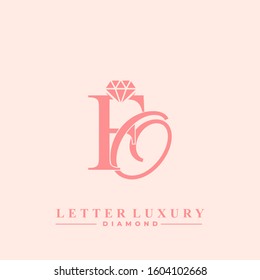 Initial Letter Luxury FO with diamond. Diamond Icon in Flat Style Logo.