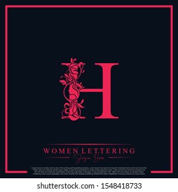 Initial letter Luxury H logo with beautiful woman portrait logo template.