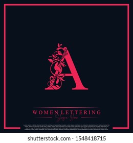 Initial letter Luxury A logo with beautiful woman portrait logo template.