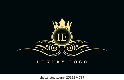 Initial letter IE luxury logo design. IE Luxurious Royal golden Logo design