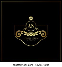 AN Initial Letter Luxury Logo template in vector art for Restaurant, Royalty, Boutique, Cafe, Hotel, Heraldic, Jewelry, Fashion and other vector illustration