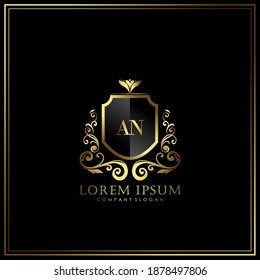 AN Initial Letter Luxury Logo template in vector art for Restaurant, Royalty, Boutique, Cafe, Hotel, Heraldic, Jewelry, Fashion and other vector illustration