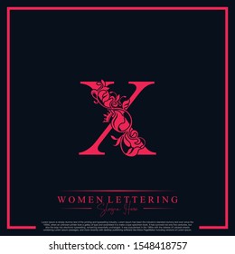 Initial letter Luxury X logo with beautiful woman portrait logo template.