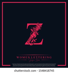 Initial letter Luxury Z logo with beautiful woman portrait logo template.