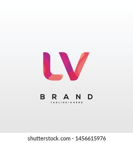 Initial letter LV logo with colorful background, letter combination logo design for creative industry, web, business and company. - Vector