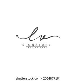 Initial Letter LV Logo - Hand Drawn Signature Logo