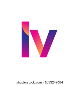 Initial Letter LV Logo Lowercase, magenta and orange, Modern and Simple Logo Design.