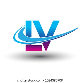 initial letter LV logotype company name colored blue and magenta swoosh design. vector logo for business and company identity.
