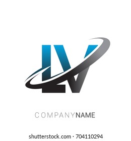 initial letter LV logotype company name colored blue and grey swoosh design. logo design for business and company identity.