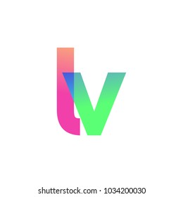Initial Letter LV Lowercase Logo green, pink and Blue, Modern and Simple Logo Design.