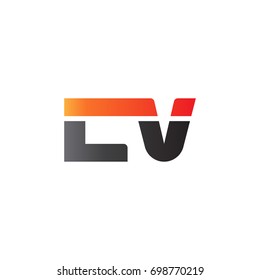 Initial letter LV, straight linked line bold logo, gradient fire red black colors