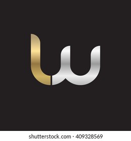 initial letter lw linked round lowercase logo gold silver black background