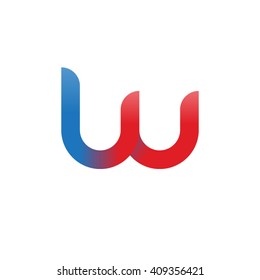 initial letter lw linked round lowercase logo blue red