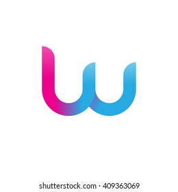 initial letter lw linked round lowercase logo pink blue