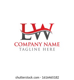 Initial Letter LW Logo Design Red And Black Vector Template. Linked Letter LW Vector Illustration