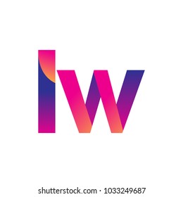Initial Letter LW Logo Lowercase, magenta and orange, Modern and Simple Logo Design.