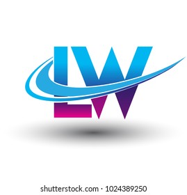 initial letter LW logotype company name colored blue and magenta swoosh design. vector logo for business and company identity.
