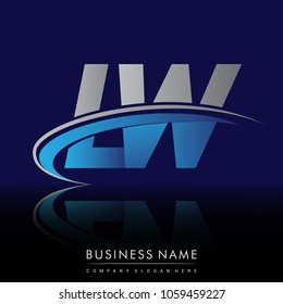 initial letter LW logotype company name colored blue and grey swoosh design. vector logo for business and company identity.