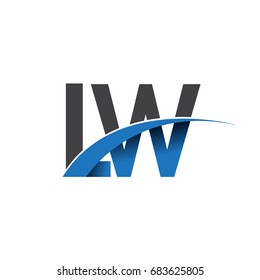 initial letter LW logotype company name colored blue and grey swoosh design. vector logo for business and company identity.
