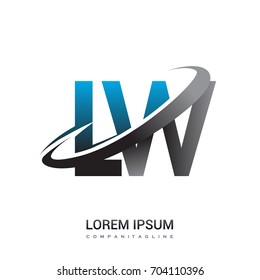 initial letter LW logotype company name colored blue and grey swoosh design. logo design for business and company identity.