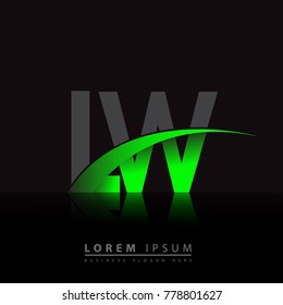 initial letter LW logotype company name colored green and black swoosh design. vector logo for business and company identity.
