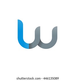 initial letter lw modern linked circle round lowercase logo blue gray