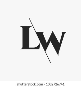 Initial Letter LW Monogram Sliced. Modern logo template isolated on gray background