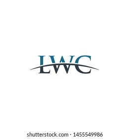 Initial letter LWC, overlapping movement swoosh horizon logo company design inspiration in blue and gray color vector