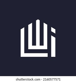 Initial letter LWI home house logo design. Vector illustration of LWI letter home shaped for company. Modern design flat icon template